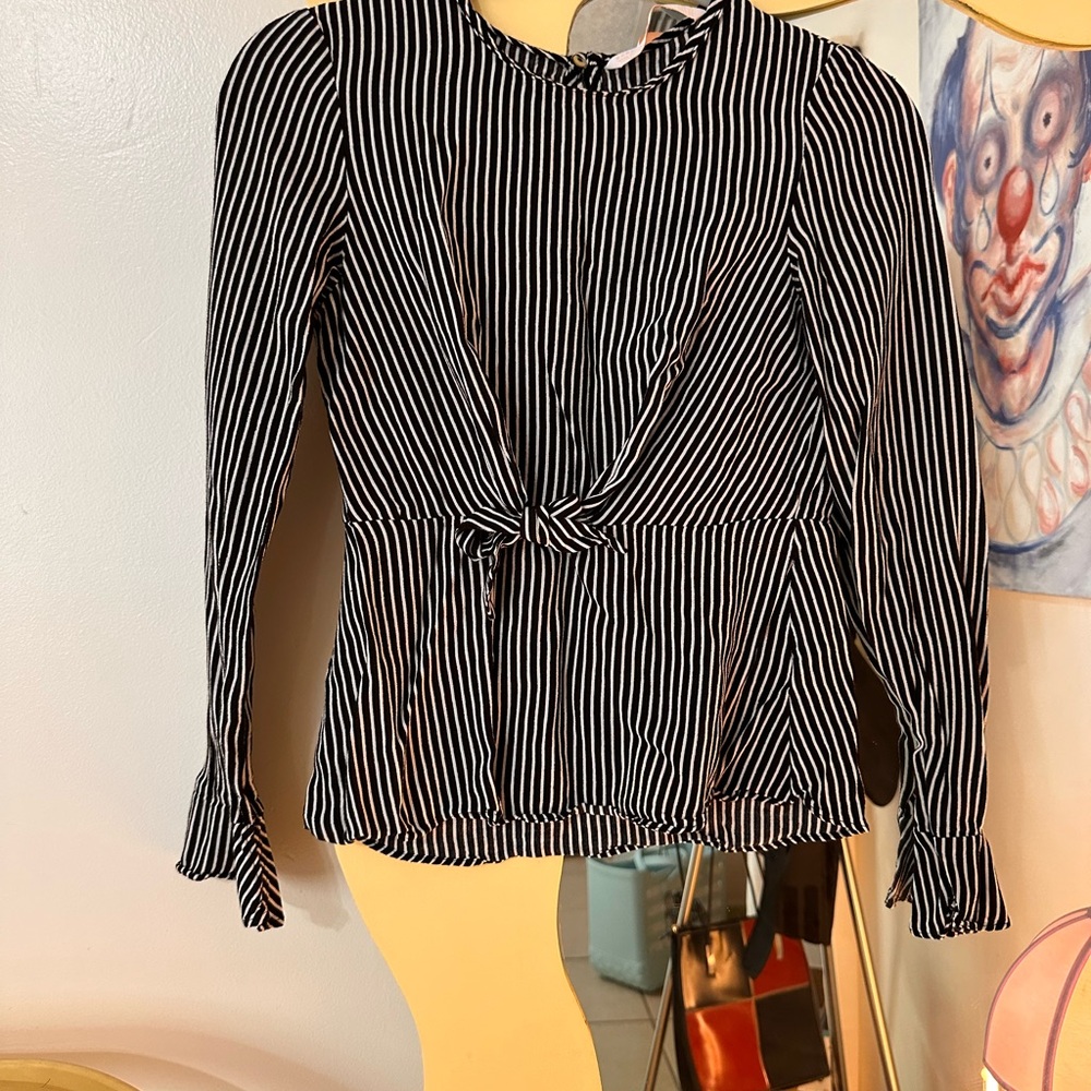 Black and White Striped Women's Top